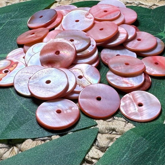 Circle Mother of Pearl Seashell Shell Beads Coral Pink DIY Jewelry making lot - Picture 14 of 17